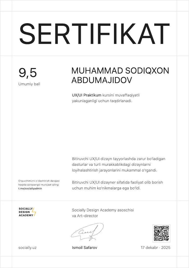 UX/UI Praktikum sertifikati